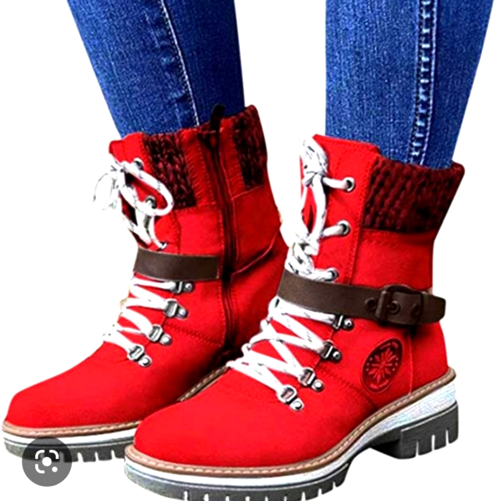 Woman’s NWOT  Red High Top Boots Size EU 37 or US 7